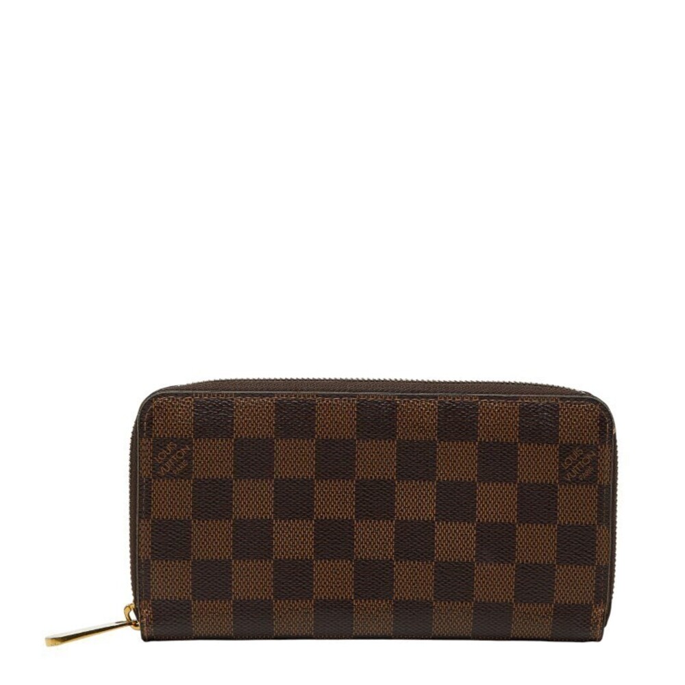 Louis Vuitton Damier Zippy Wallet Round Zipper Long Brown Leather